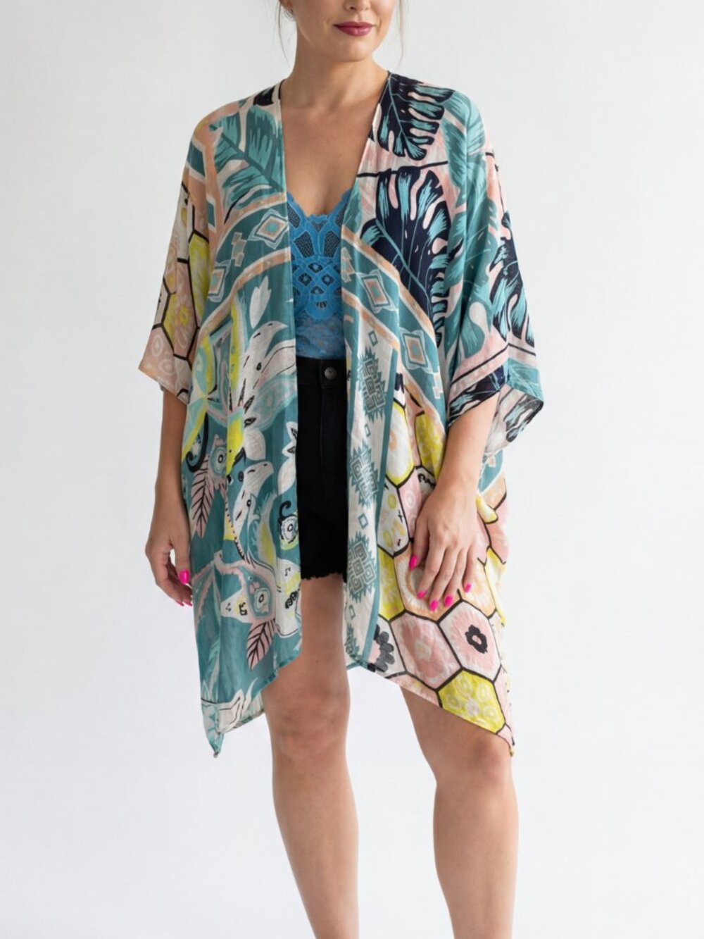 NWT Tropical Print Kimono Cover Up One Size